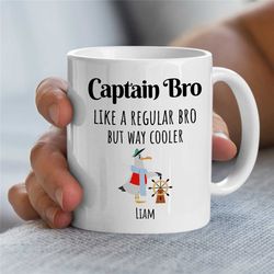 custom 'captain bro' mug, personalized gift for sailors, seagull, sea lover, husband appreciation, brother, men, ship ow