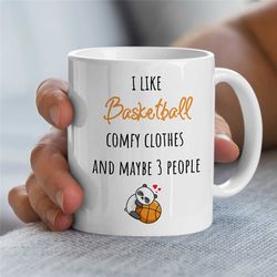 mug for introverted basketball coach, cute panda b-ball cup, for hooper, baller, team gift, birthday present for boys, n