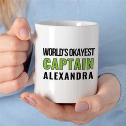custom 'world's okayest captain' mug, personalized gift for sailors, sea lover, husband appreciation, average boyfriend,