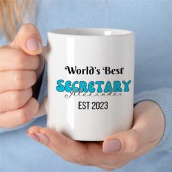 custom 'world's best secretary' mug, personalized gift for assistant, coworker birthday, receptionist, work anniversary,