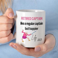 custom 'retired captain' mug, personalized retirement gift for sailor, sea lover, husband appreciation, boyfriend thank