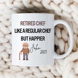 custom 'retired chef' mug, personalized retirement gift for cook, gastronomy appreciation, culinary school graduate, gou