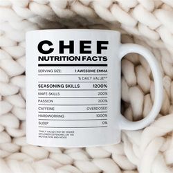 personalized chef nutrition facts mug, custom gift for cook, gastronomy appreciation, culinary school graduate, gourmet,