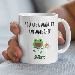 personalized 'toadally awesome chef' mug, custom gift for cook, gastronomy appreciation, culinary school graduate, gourm