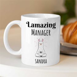 custom 'lamazing manager' mug, personalized lama gift for boss, coworker birthday, job appreciation, work office decor,
