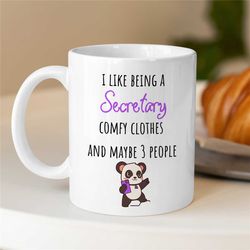introverted secretary mug, panda gift for assistant, coworker birthday, receptionist, work anniversary, thank you, for h
