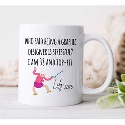 custom graphic designer mug, stressful job joke, personalized artist birthday, coworker, office mug, creative profession