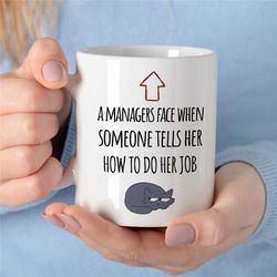 manager mug, arrow to face, cat gift for boss, coworker birthday, job appreciation, work office decor, profession, for h