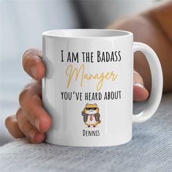personalized cool manager mug, cat, custom gift for boss, coworker birthday, job appreciation, work office decor, profes