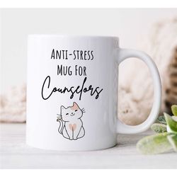 counselor mug, cat gift for therapist, family therapy appreciation, thank you gift, bcba, cbt birthday, aba work, men/wo