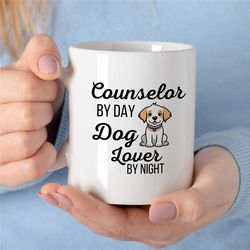 dog loving counselor mug, gift for therapist, family therapy appreciation, thank you gift, bcba, cbt birthday, aba work,
