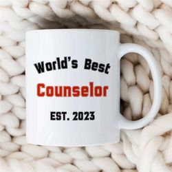 personalized 'world's best counselor' mug, custom gift for therapist, bcba birthday, cbt work, aba, family therapy appre