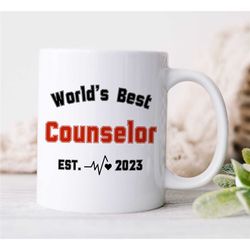 custom 'world's best counselor' mug, personalized gift for therapist, bcba birthday, aba, family therapy appreciation, m