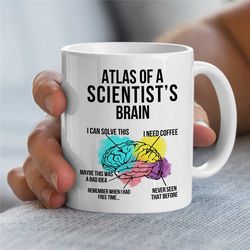 atlas of a scientist's brain, mug for chemistry professor, sarcastic anatomy, doctoral advisor, research & development,