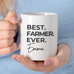 personalized 'best farmer ever' mug, empowering, custom gift for agronomists, nature lover, garden owner, employee appre