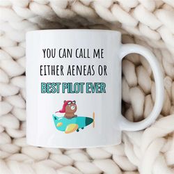 custom 'best pilot ever' mug, personalized gift for flying instructor, teddy bear, aviation graduation, empowering, dad,
