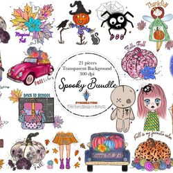 Spooky Halloween Bundle PNG, Creepy Doll, BOO, Which, Spider