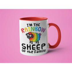 rainbow mug, gay pride gift, funny lgbtq pride mug, i'm the rainbow sheep