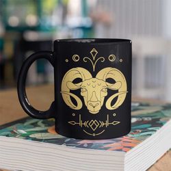 aries mug zodiac gifts astrology mug aries gifts horoscope birthday gift for her aries birthday march april cup black go