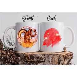 aries ram zodiac mug / personalized aries star sign gift / march to april birthday mug