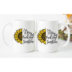 funny custom morning mug 'i'm a ray of fucking sunshine'