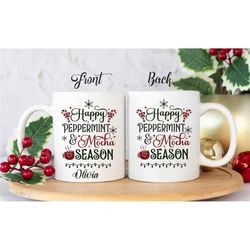 christmas coffee mug / happy peppermint & mocha season personalized christmas mug