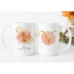 beautiful aries mug / march april birthday gift / personalized zodiac gift for aries