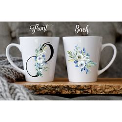 custom letter p name mug | floral initial p mug