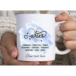 aries traits coffee mug / march april birthday gift / personalized zodiac gift for aries