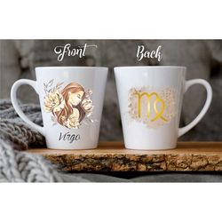 virgo mug - virgo cup - virgo symbol coffee mug - virgo gifts - zodiac mug - zodiac symbol mug - august birthday - septe