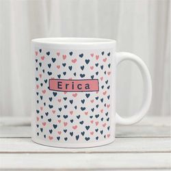 personalized | valentine's day mug | hearts mug | mug with name | coffee lover | valentine's day gift | gift for her | l