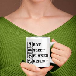 plane mug, airplane gift, plane enthusiast, thinking about planes, aviation gift, plane lover, pilot gift, flight attend