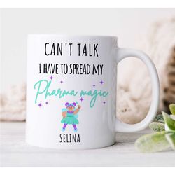 personalized mug for pharmacy technician, custom pharma cup, unique medical gift, pill roller, healer, female coworker g