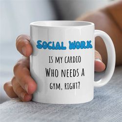 fit social worker, mug for sporty case manager, cardio, family therapy, thank you gift, bcba birthday, cbt work, aba app