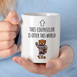 personalized counselor 'otter this world' mug, custom gift for therapist, bcba birthday, cbt, aba, family therapy apprec