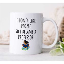 mug for introverted professors, reading owl motif, gift for university lecturers, office, educator mom, tenure gift, tea
