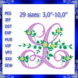 letter l monogram embroidery floral l monogram fancy vine monogram embroidery floral monogram embroidery fancy letter l