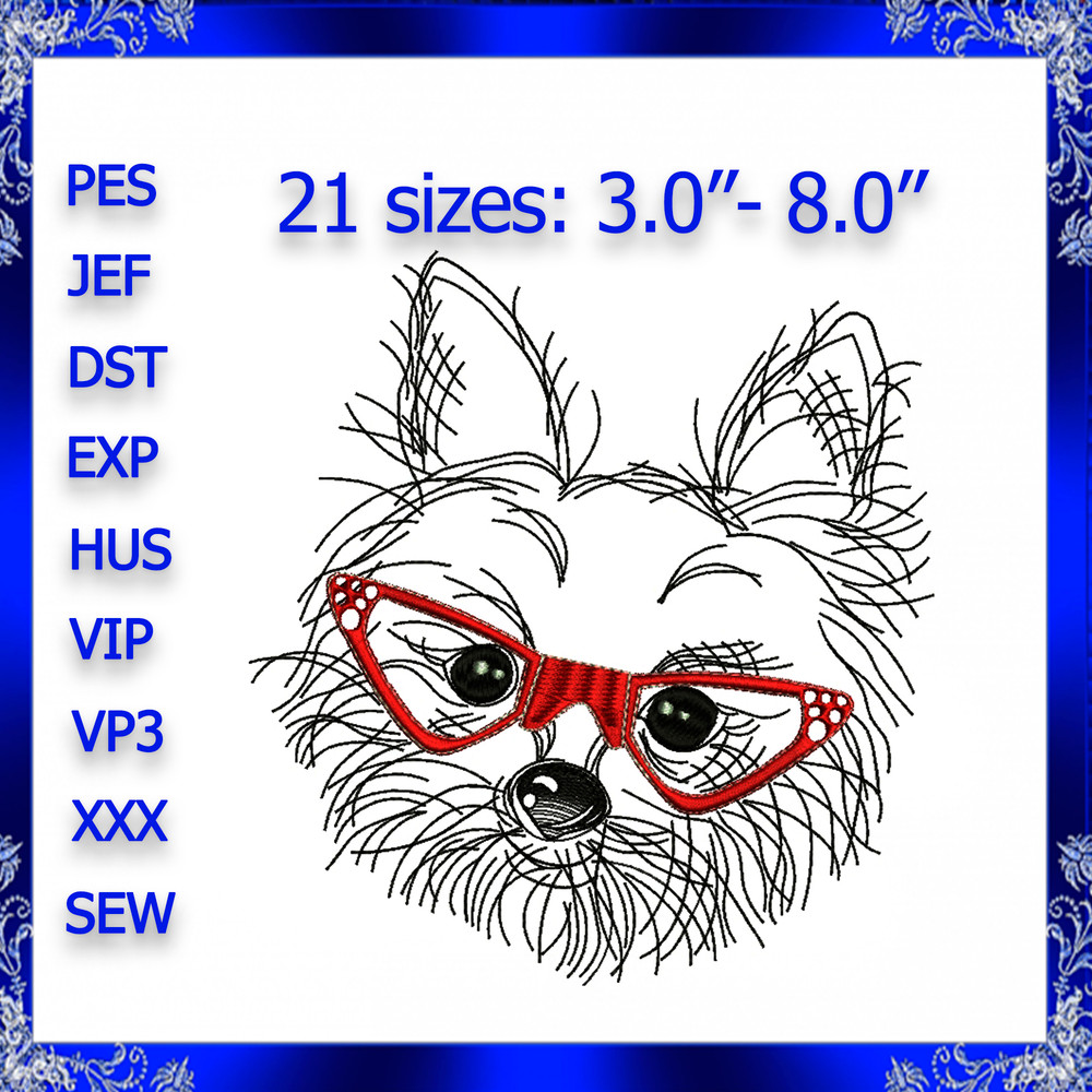 Pet Machine Embroidery Design Yorkshire Terrier Embroidery Design Yorkie Doggie Embroidery Little Dog Embroidery Design 0