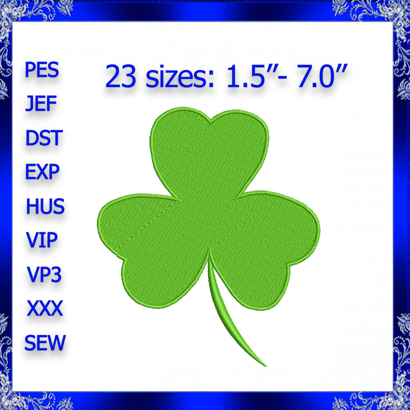 Clover 3 Leaf Machine Embroidery Design 0