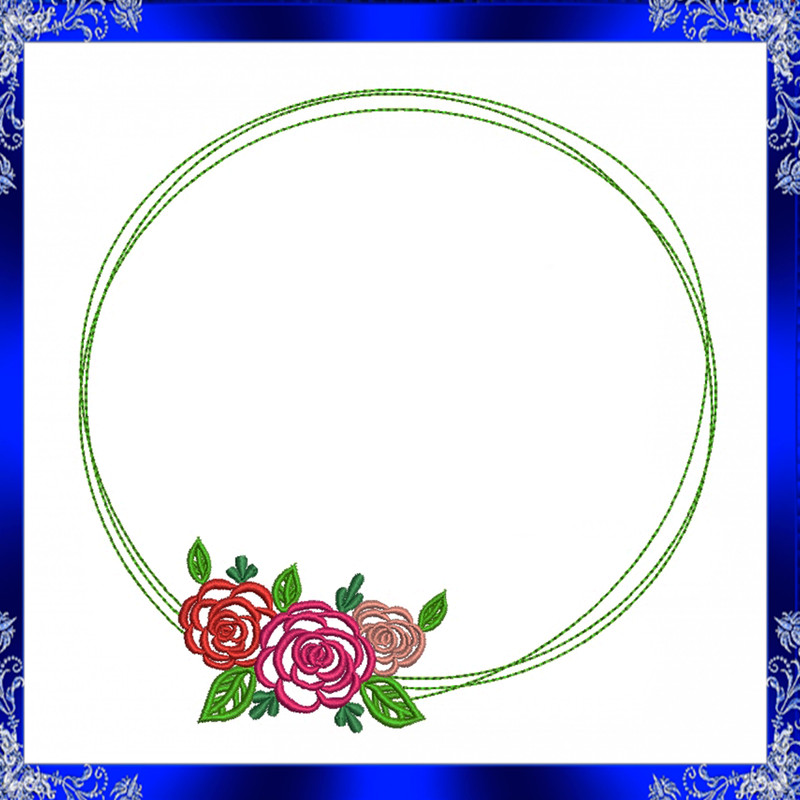 Rose Frame Embroidery Design Rose Flower Frame Embroidery Design Floral Monogram Frame Embroidery Rosebud Rose Bud Flowe 1