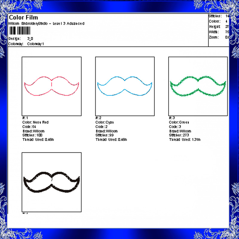 Mustache Applique Embroidery Design 2