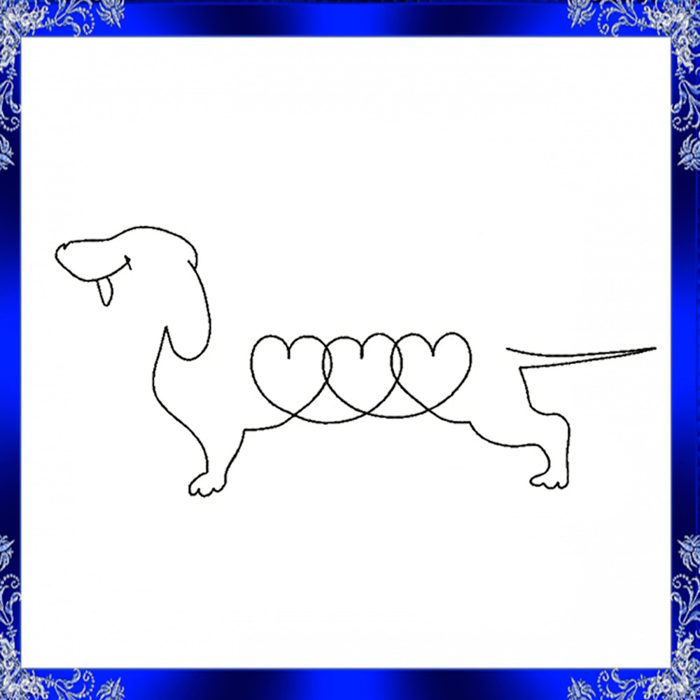 Long Hair Dachshund Embroidery Design 2