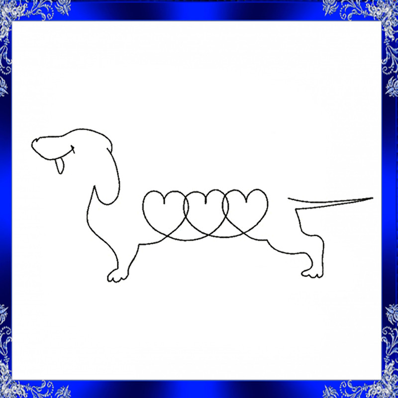 Long Hair Dachshund Embroidery Design 2