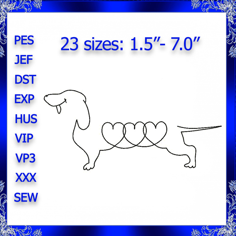 Long Hair Dachshund Embroidery Design 0
