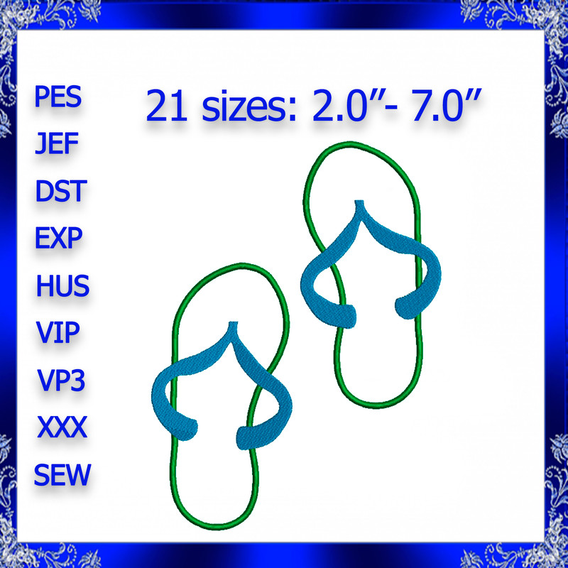 Flip Flops Applique Design Flip Flops Embroidery Design Flip Flop Embroidery Flipflop Applique Embr 0