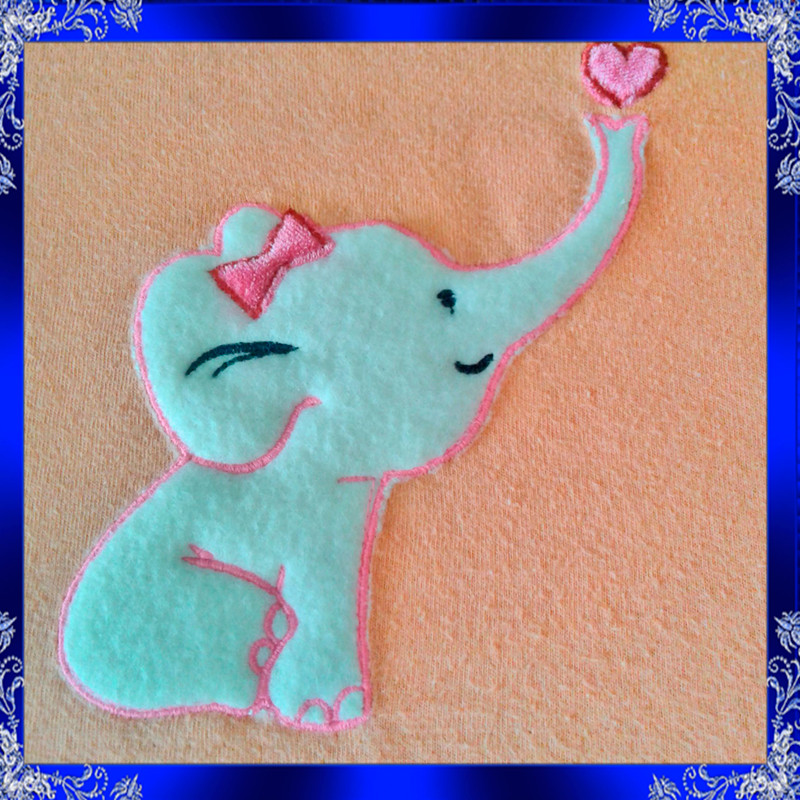 Baby Elephant Applique Embroidery Design 2