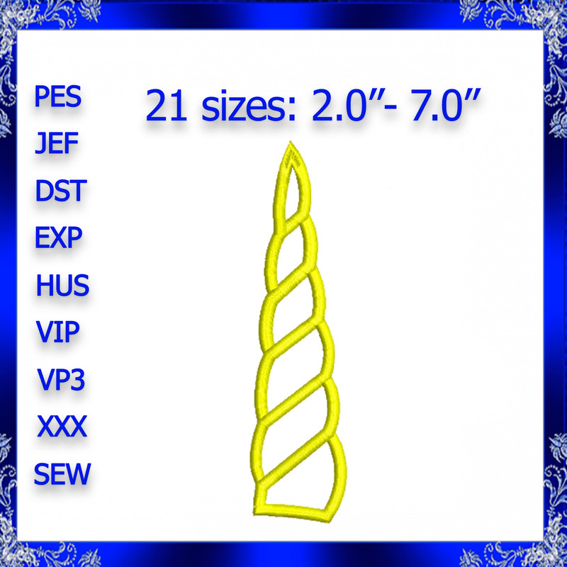 Unicorn Horn Applique Embroidery Design Horn Embroidery Design Unicorn Applique Embroidery Design U 0