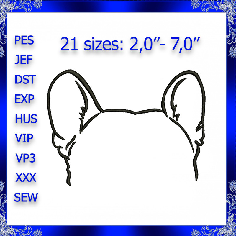 French Bulldog Ears Embroidery Design Boston Terrier Ears Machine Embroidery Dog Pug Ears Embroider 0