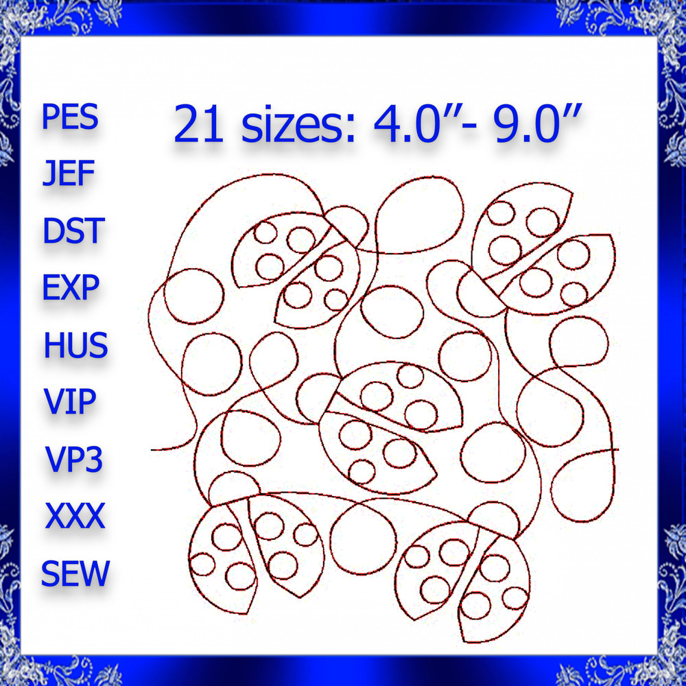 Ladybug Quilt Block Embroidery Design Ladybug Quilting Machine Embroidery Edge To Edge Quilting Emb 0