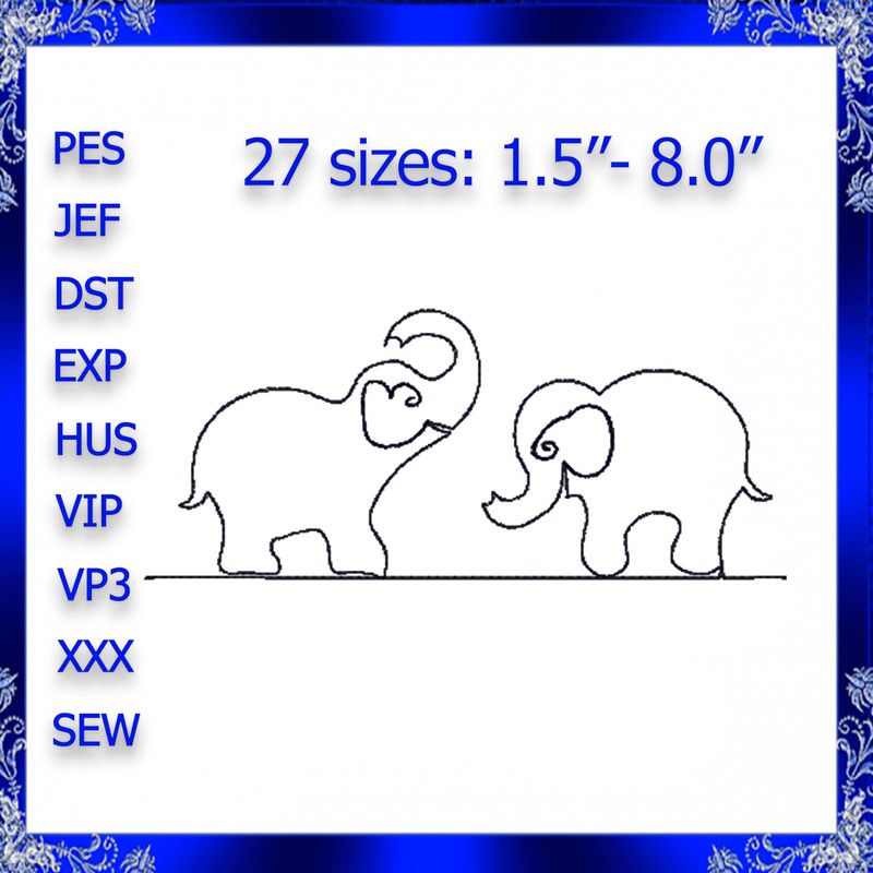 Animal Border Pattern Quilting Embroidery Design Elephant Quilt Machine Embroidery Design 0